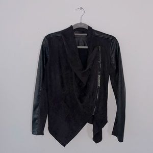 BlankNYC Drape Front Private Practice Motto Jacket faux suede leather XS wrap